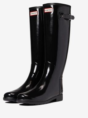 Hunter Original Refined Slim Fit Tall Gloss Rain Boots, Size 9 US Black
